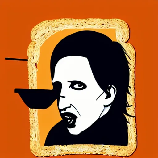 Image similar to digital painting of marilyn manson eating toast