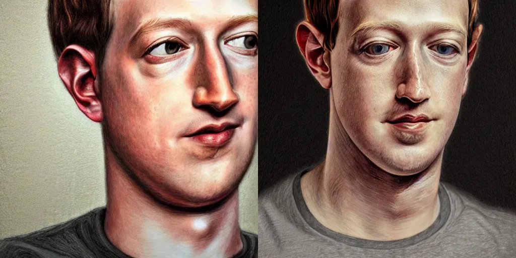 Image similar to 1700s portrait close up mark zuckerberg , textured natural color pencil art by adonna khare