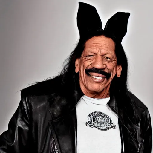 Image similar to Danny Trejo as Bugs Bunny live action movie, set photo in costume, cosplay, photograph