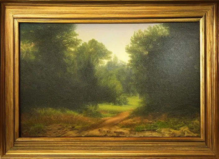 Prompt: Realistic Michigan Oil painting of a Michigan Landscape In the style of The old masters