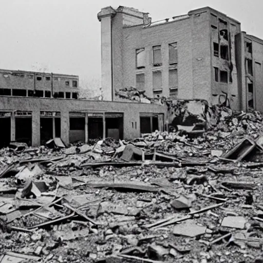 Image similar to university campus after a nuclear attack, circa 1 9 4 5, hd, award - winning