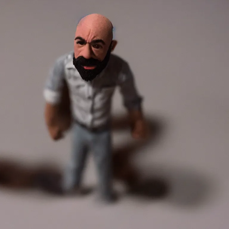 Prompt: a cinematic film still of a claymation stop motion film starring joe rogan, shallow depth of field, 8 0 mm, f 1. 8