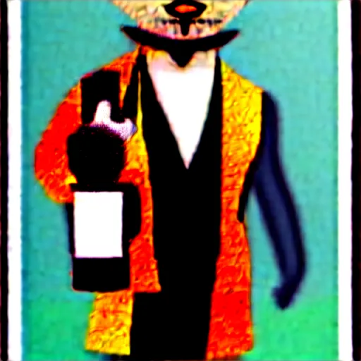 Image similar to a man holding a martini with an otter swimming in it while the otter gives a thumbs up in a 1 9 2 0 s advertisement poster