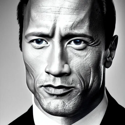 Image similar to ( dwayne johnson ) have a face of arnold arnold schwarzenegger. symmetric face, coherent face, coherent eyes, symmetric eyes