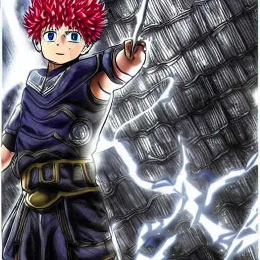 Image similar to adult killua zoldyck in thor's the dark world mcu armor, full body armor, anime art, highly detailed, muscular