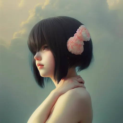 Image similar to cute girl by ross draws, point of view kissing towards the camera by ilya kuvshinov, point of view, rtx reflections, octane render 1 2 8 k, extreme high intricate details by wlop, digital anime art by tom bagshaw