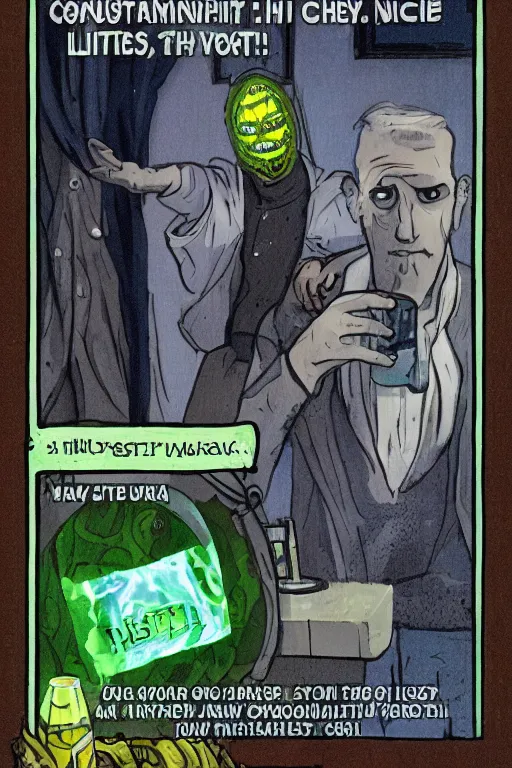 Prompt: hastur throwing back an ice cold natty lite