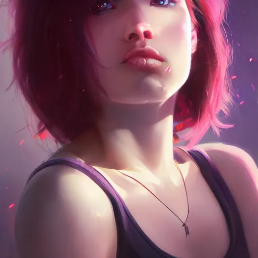 Image similar to half - darkness void woman with cute - fine - face, pretty face, multicolored hair, realistic shaded perfect face, extremely fine details, by realistic shaded lighting poster by ilya kuvshinov katsuhiro otomo, magali villeneuve, artgerm, jeremy lipkin and michael garmash and rob rey, riot games