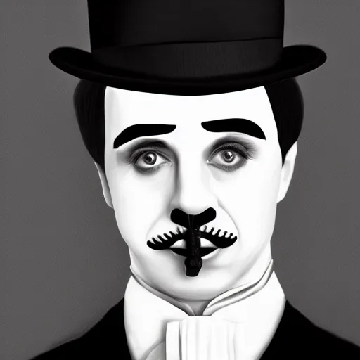 Image similar to jack dorsey as charlie chaplin, funny grimase, closeup, highly detailed, digital painting, artstation, sharp focus