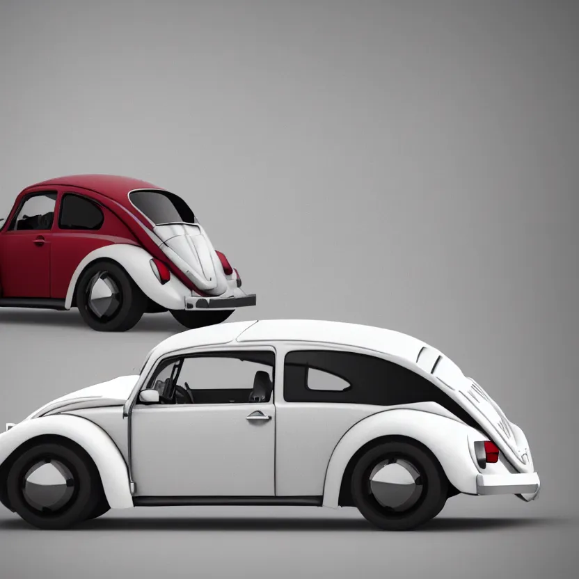 Image similar to a low poly render of a VW Beetle on a bookshelf, octane render, unreal engine 5, high quality