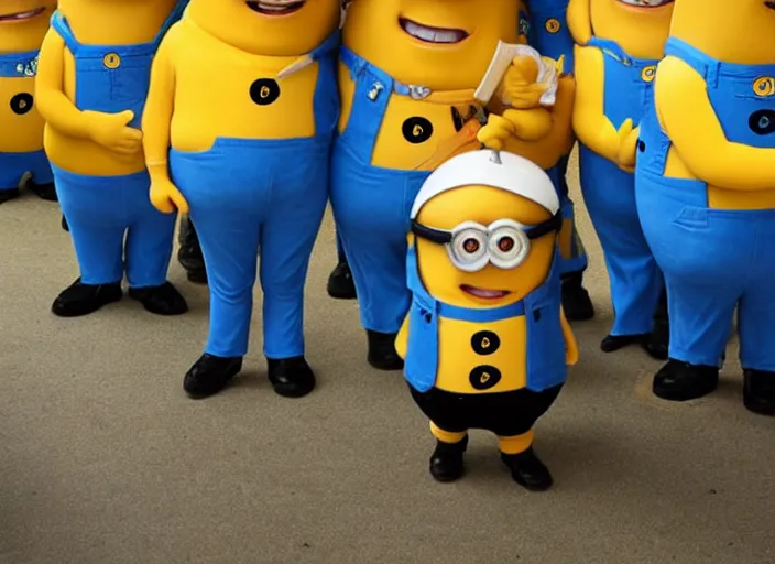 Image similar to Danny DeVito dressed in a minions costume, 8k, award winning photograph