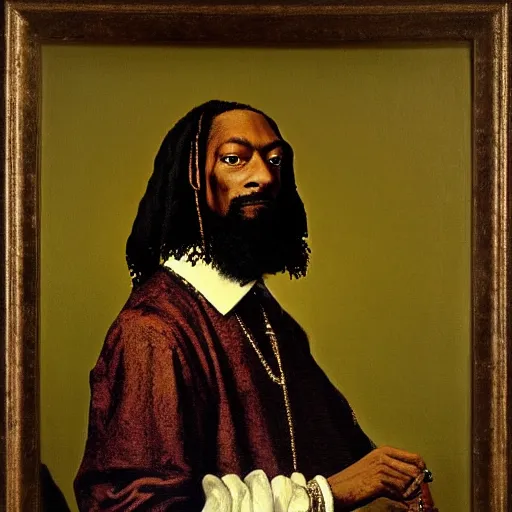 Prompt: a portrait painting of snoop dogg by rembrandt van rijn