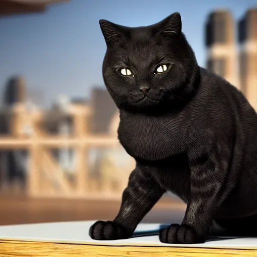 Prompt: a black bodybuilder cat, unreal engine 5
