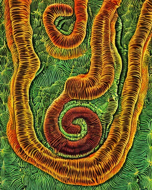 Image similar to Escherichia coli, close up details, drawn by Ernst Haeckel, colorful