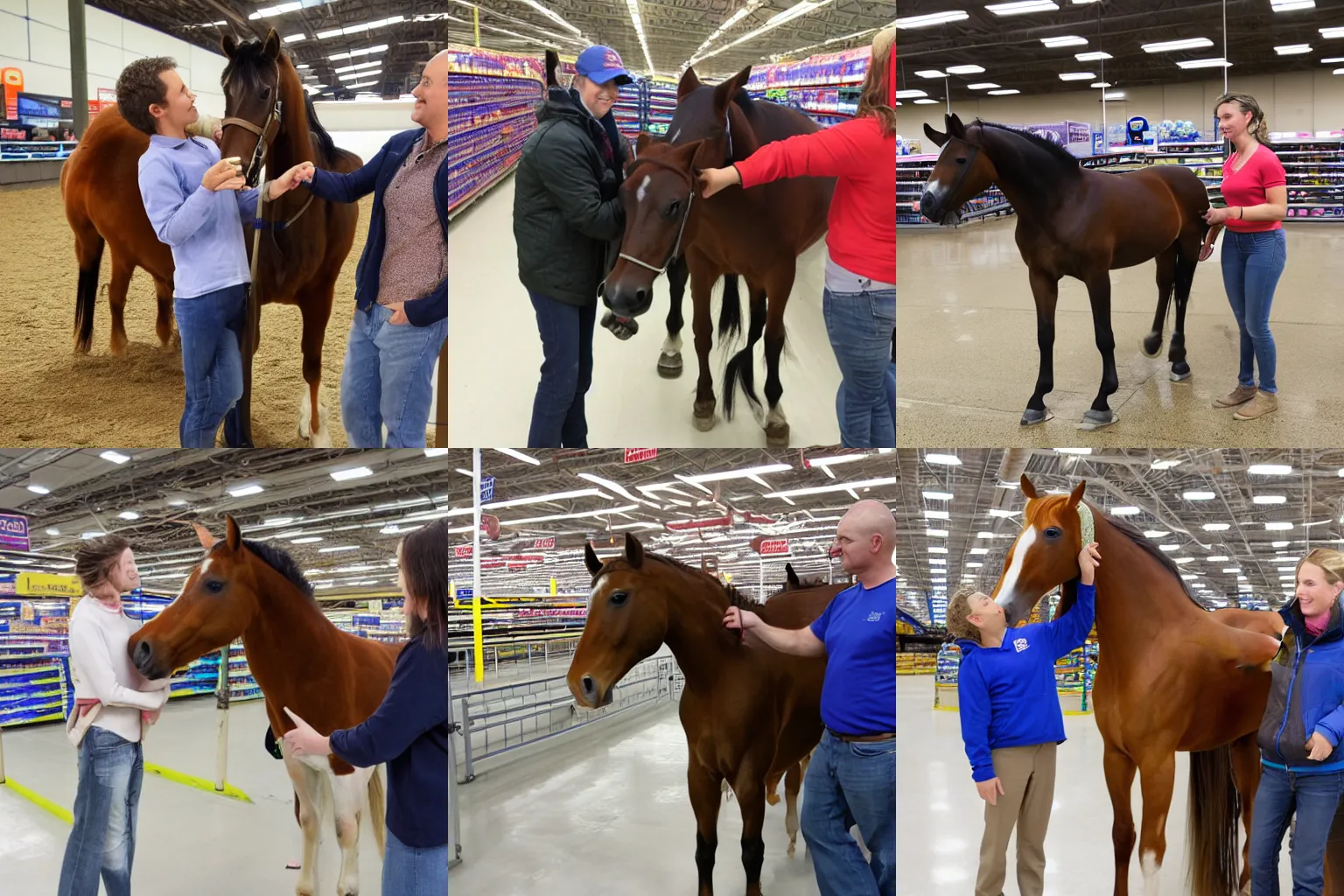 Prompt: buying a horse at walmart