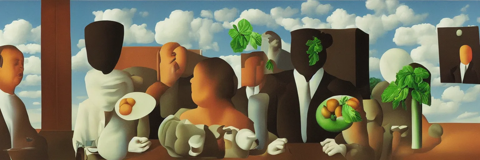 Prompt: mendels peas painting magritte