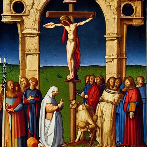 Image similar to iss in medieval religious jesus resurrection art