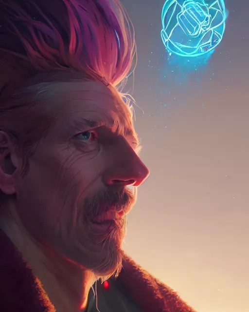 Image similar to highly detailed surreal vfx portrait of a nowpunk sorcerer stephen bliss, unreal engine, greg rutkowski, loish, rhads, beeple, makoto shinkai and lois van baarle, ilya kuvshinov, rossdraws, tom bagshaw, alphonse mucha, global illumination, detailed and intricate environment