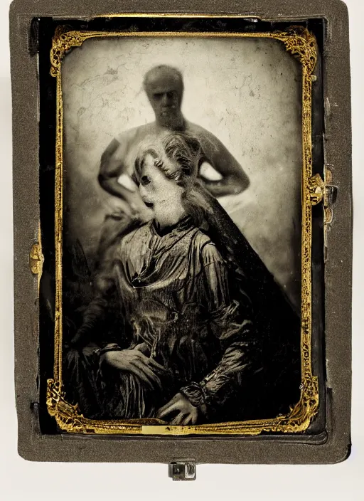 Image similar to old wetplate daguerreotype portrait of the birth of a genius inventor, explosion of data fragments, fractal, intricate, elegant, highly detailed, parallax, leica, medium format, subsurface scattering, by jheronimus bosch and greg rutkowski and louis jacques mande daguerre