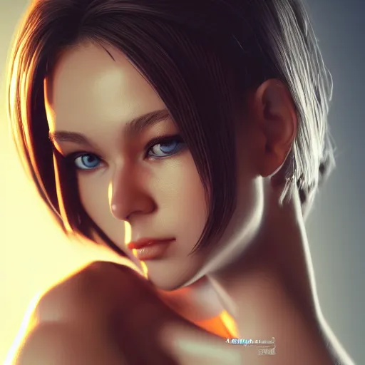 Image similar to beautiful girl, background of hajime sorayama, portrait character concept style trending on artstation concept art detailed octane render cinematic photo - realistic 8 k high detailed