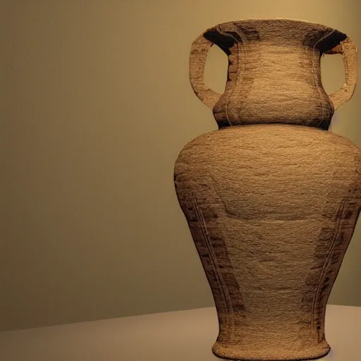 Prompt: A realistic photo of an ancient vase, light reflections, realistic shaders