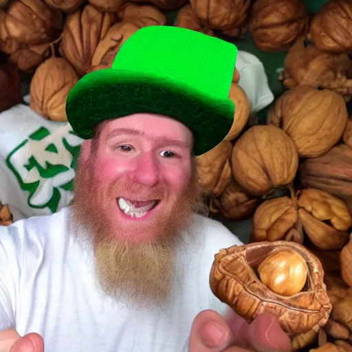 Prompt: he found a leprechaun in his walnut shell