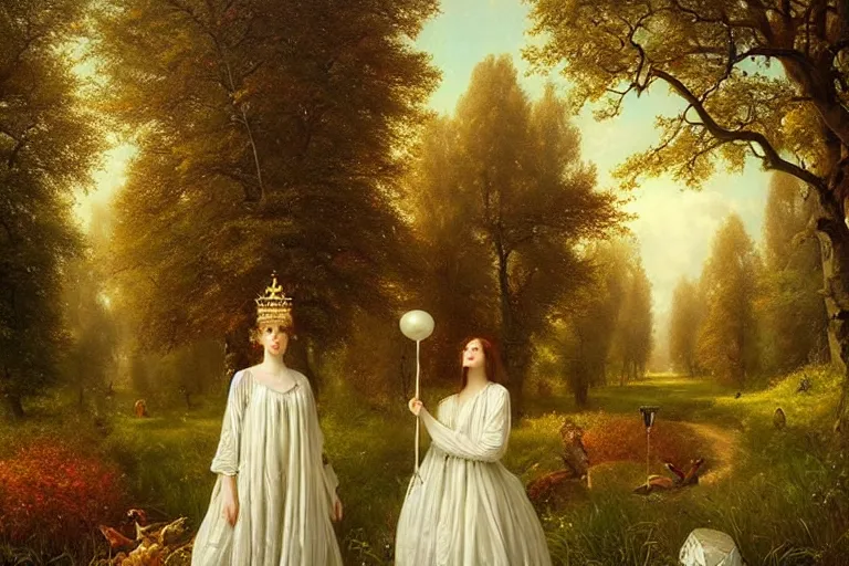 Prompt: landscape, trees with crowns made of popcorn popcorn popcorn , surreal by Tom Bagshaw, Ivan Shishkin, Hans Thoma, Asher Brown Durand