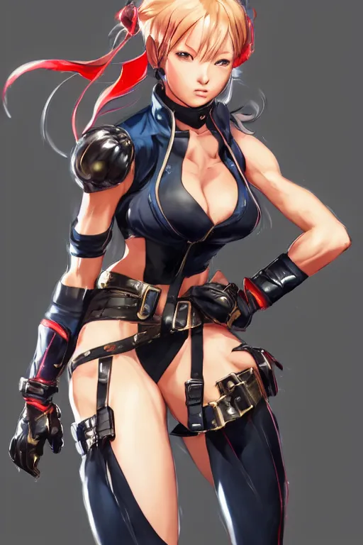 Image similar to Cammy from street fighting spinoff in blade and soul concept art on a render by the artist Hyung tae Kim , Shigenori Soejima, Jiyun Chae, Joe Madureira, trending on Artstation by Hyung tae Kim, artbook, Stanley Artgerm Lau, WLOP, Rossdraws , Shigenori Soejima