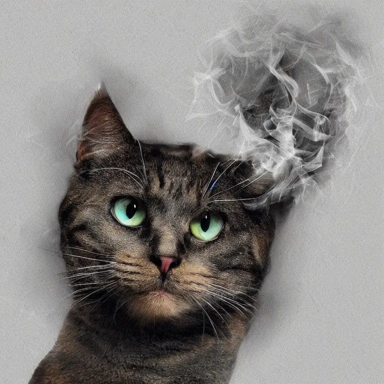 Image similar to smoke in shape of cat, concept art, artworks art