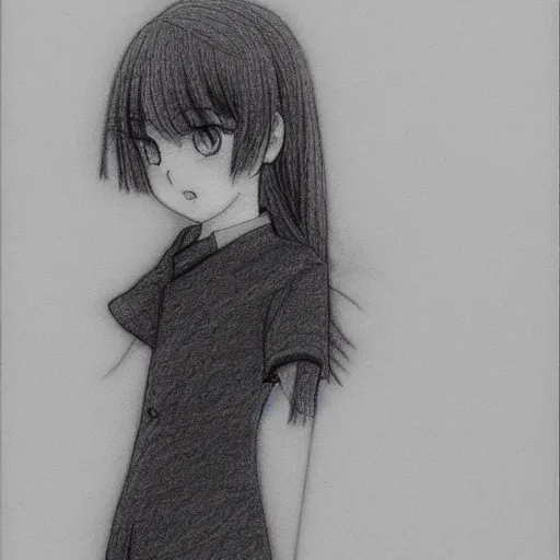 Prompt: a lonely girl by hiramatsu reiji. pencil sketch.