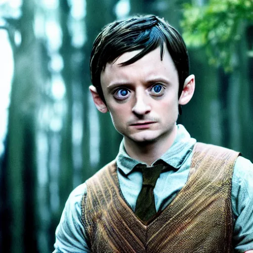 Image similar to film still of Elijah Wood playing Harry Potter, 4k