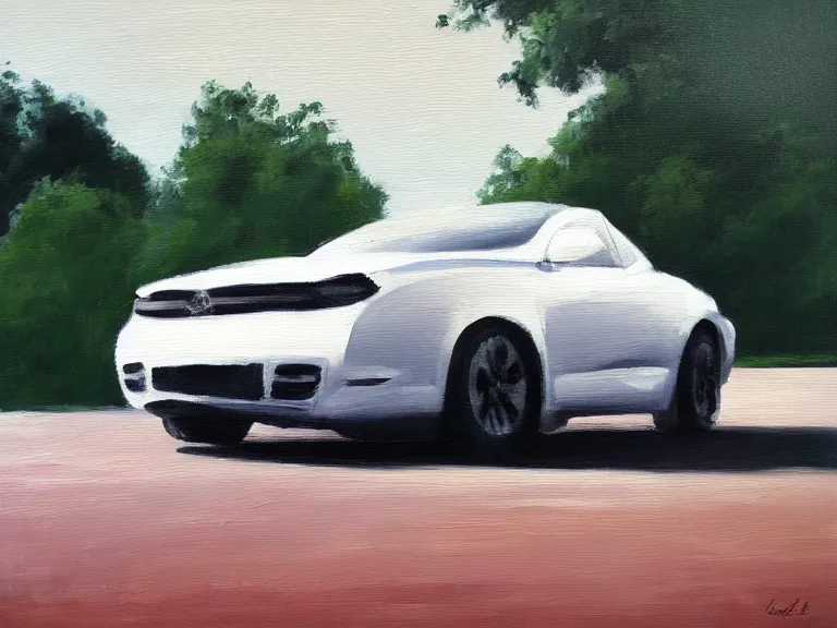 Prompt: car on white background, Oil Painting