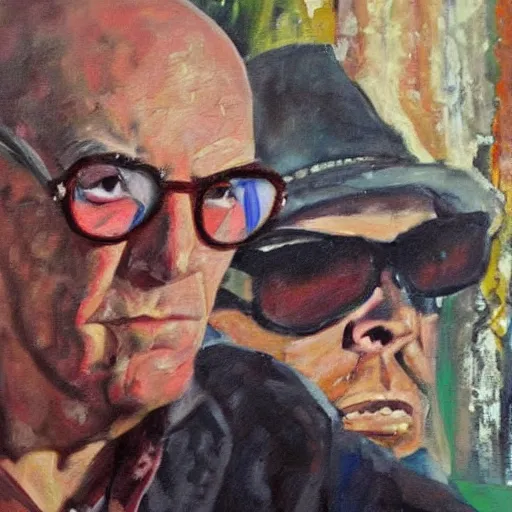 Image similar to oil painting of hunter s. thompson, portrait, old english