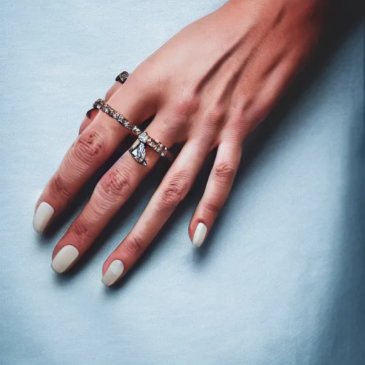 Prompt: Photo of a hand Jewellery model, bold, self confidence, cinematic, focus