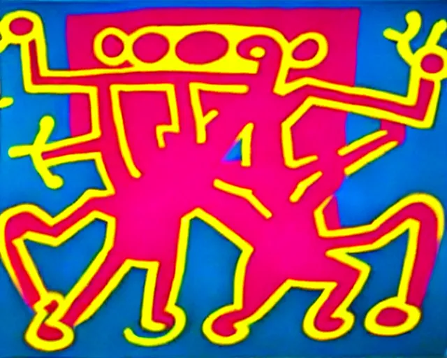 Image similar to artwork by keith haring