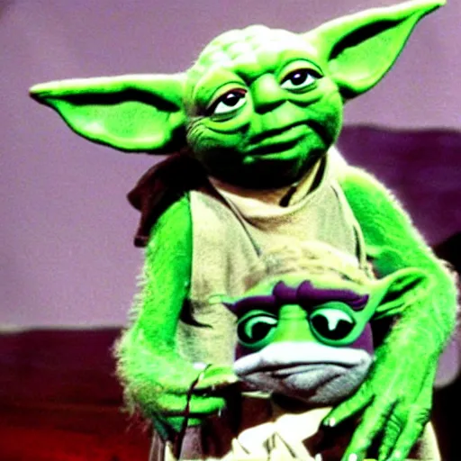 Image similar to yoda hosting the muppet show