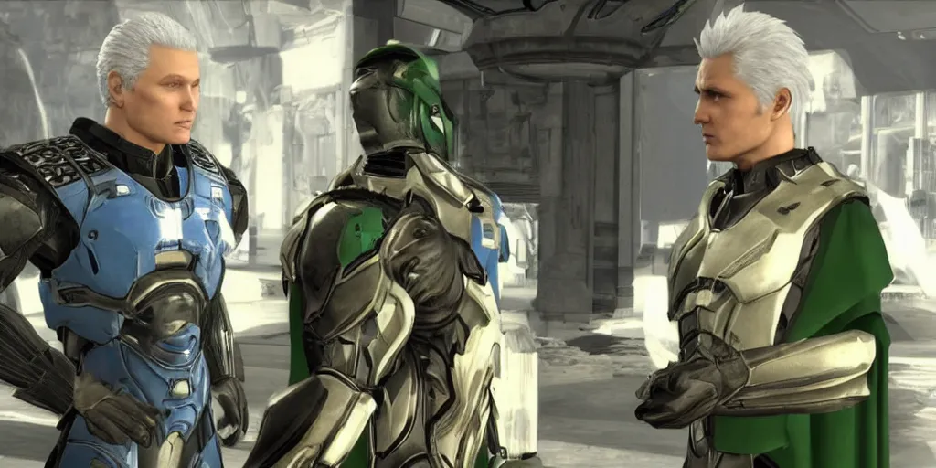 Prompt: vergil talking with master chief