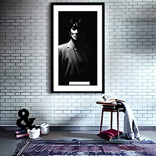 Image similar to stunning symmetrical portrait of alain delon in front of a ( ( ( tall moog!!!!!!!! synthesizer ) ) ), high contrast grainy blank and white photography print ilford warm tone