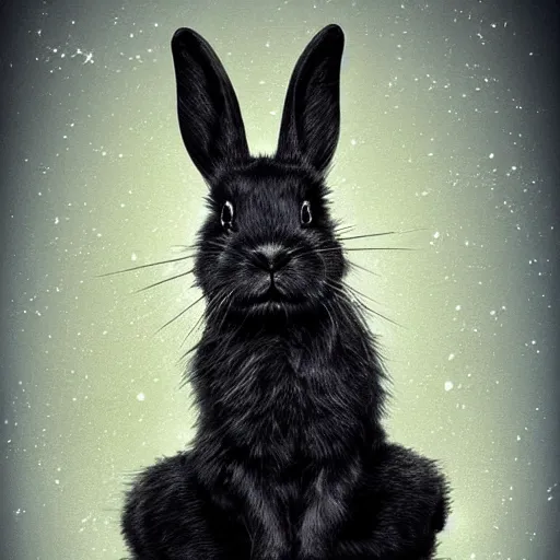 Image similar to fantasy cute black rabbit portrait, fantasy art, concept, art, computer art, high detail, 4 k