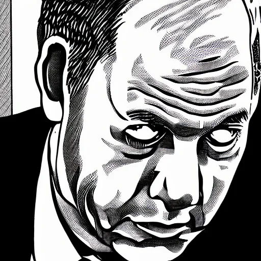 Image similar to a portrait of benjamin netanyahu by junji ito