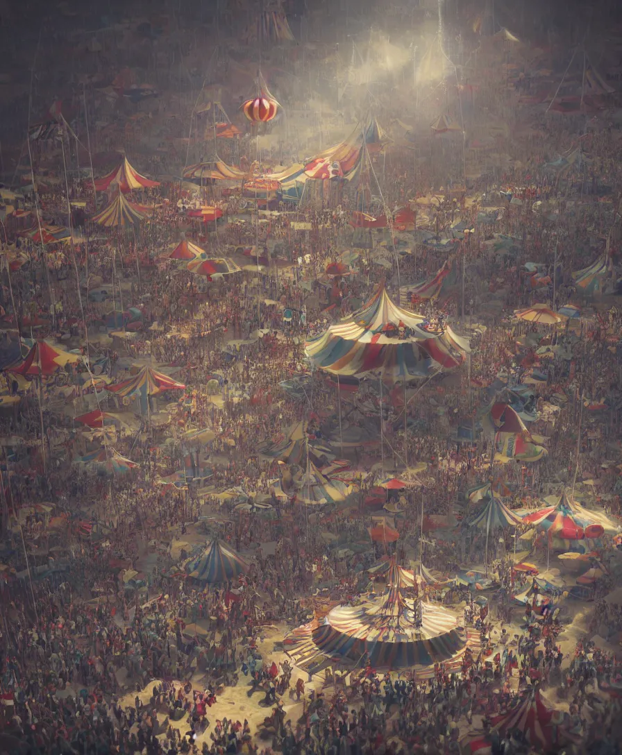 Image similar to circus, artstation, octane render, cinematic, hyper realism, 8k, depth of field, artstation, concept art, illustration