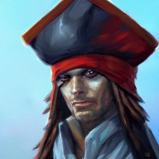 Image similar to A Fox Pirate, Tricorne Hat, oil painting, artstation, award winning,