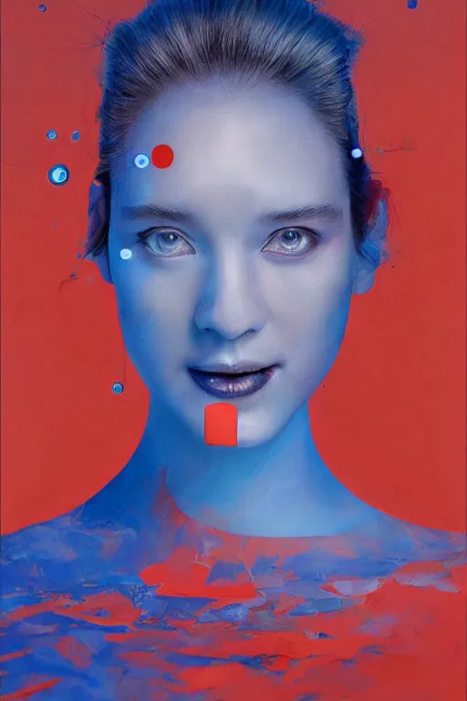 Prompt: 3 d, sci - fi, morning, stanley kubrick smiling fashion model face, blue faces, sun, cinematic, vogue cover style, poster art, light red and deep blue mood, realistic painting, intricate oil painting, high detail, figurative art, multiple exposure, poster art, 3 d, by tooth wu and wlop and beeple and greg rutkowski