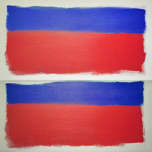 Prompt: red on the left and blue on the right