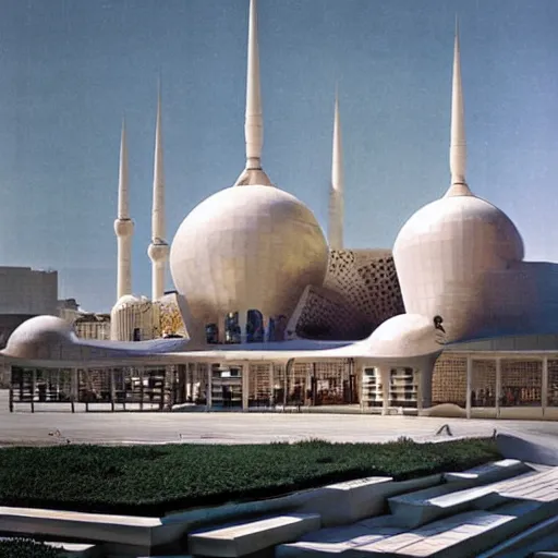 Image similar to futuristic mosque by buckminster fuller and syd mead, intricate contemporary architecture, photo journalism, photography, cinematic, national geographic photoshoot