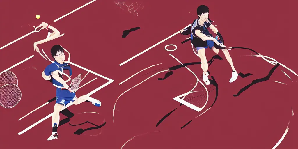 Prompt: illustration of badminton game by ilya kuvshinov katsuhiro otomo