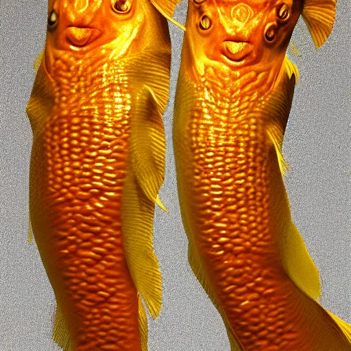 Image similar to Golden fish strip dancer hyperrealistic, octane render, dynamic lighting