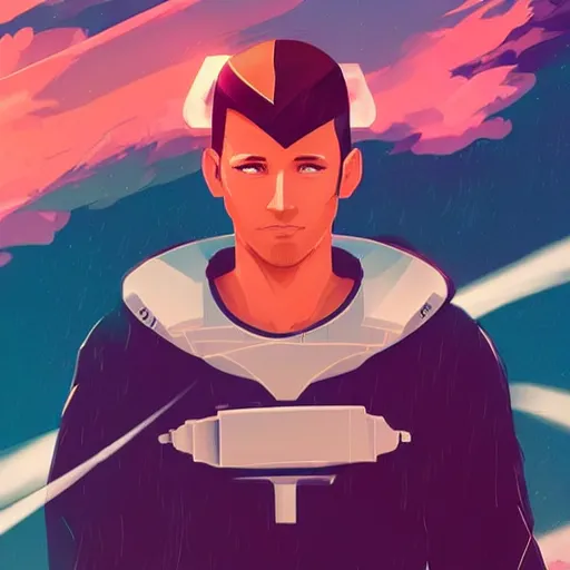 Image similar to terrence boyd as a saint with halo, clean cel shaded vector art. shutterstock. behance hd by lois van baarle, artgerm, helen huang, by makoto shinkai and ilya kuvshinov, rossdraws, illustration,