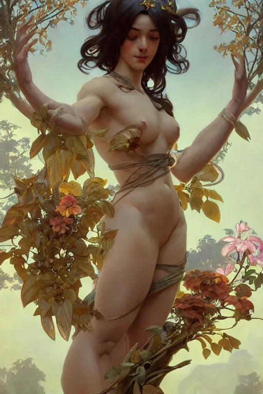 Image similar to goddess of nature, accurate anatomy, only two hands, highly detailed, digital painting, artstation, concept art, smooth, sharp focus, illustration, Unreal Engine 5, 8K, art by artgerm and greg rutkowski and edgar maxence and alphonse Mucha and Frank Frazetta