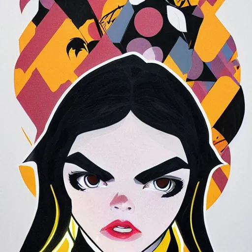 Image similar to Elle Fanning as batgirl picture by Sachin Teng, asymmetrical, dark vibes, Realistic Painting , Organic painting, Matte Painting, geometric shapes, hard edges, graffiti, street art:2 by Sachin Teng:4